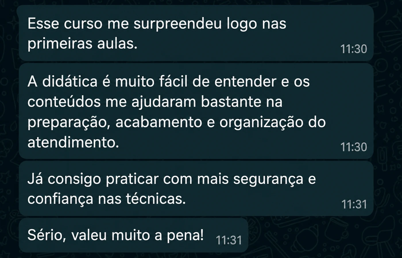 Depoimento de aluna do curso Molde F1